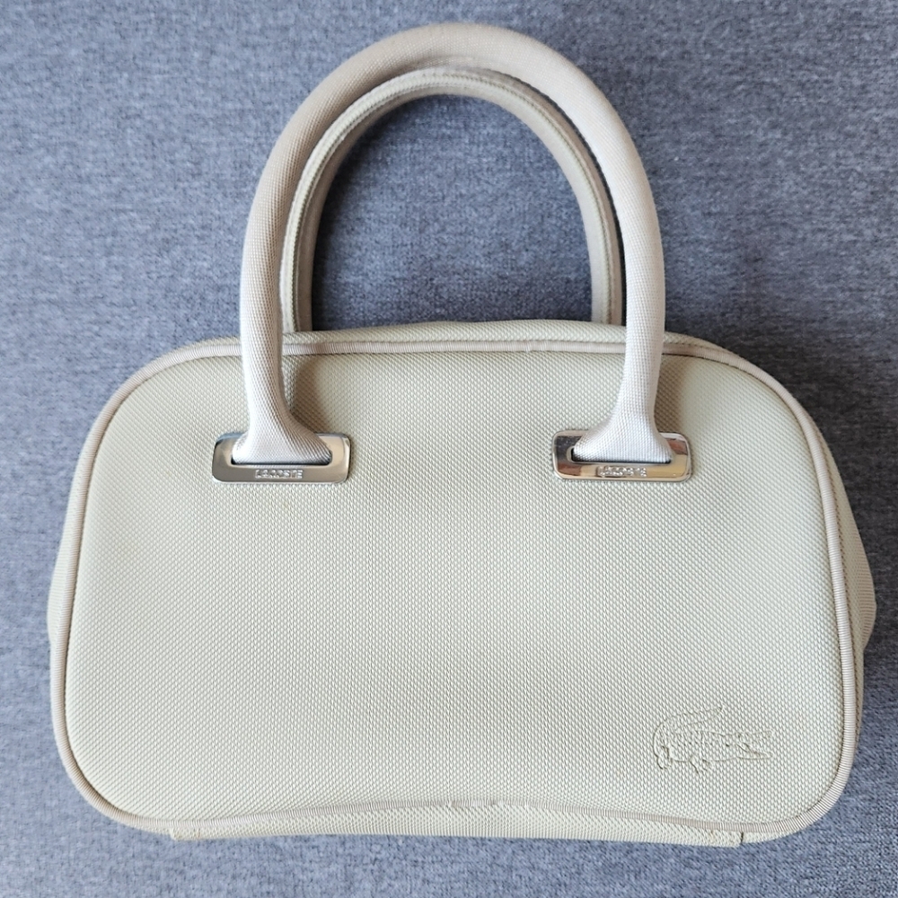 Lacoste Cream Mini Bowler Handbag